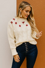 The Nancy Floral Cable Knit Sweater