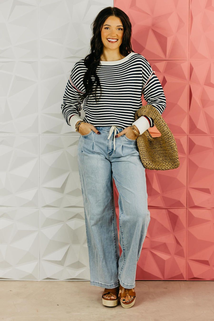 The Ariana Boat Neck Striped Sweater