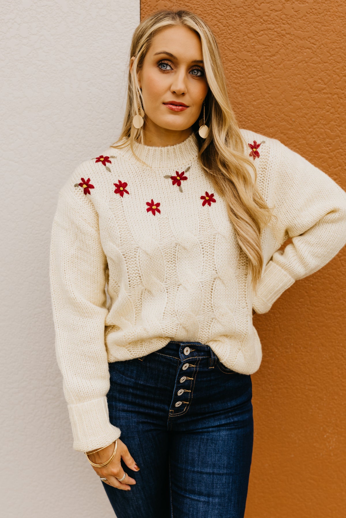 The Nancy Floral Cable Knit Sweater  - FINAL SALE