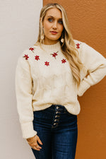 The Nancy Floral Cable Knit Sweater