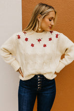 The Nancy Floral Cable Knit Sweater