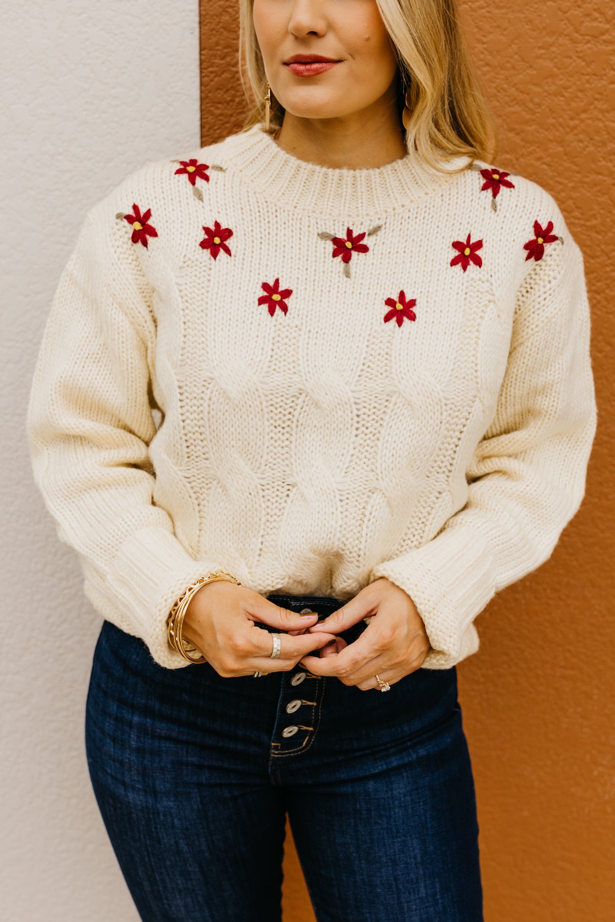 The Nancy Floral Cable Knit Sweater  - FINAL SALE