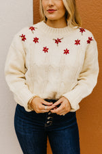 The Nancy Floral Cable Knit Sweater