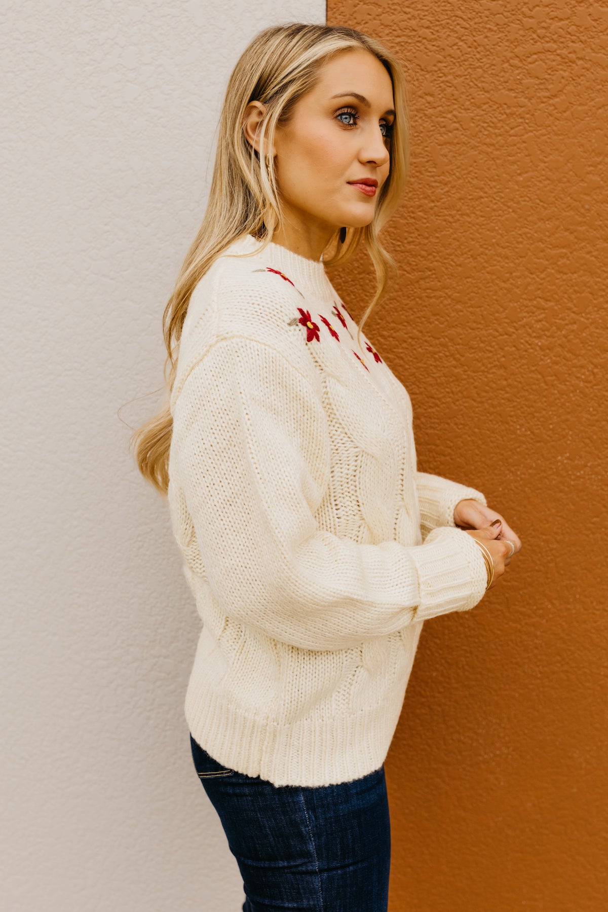 The Nancy Floral Cable Knit Sweater  - FINAL SALE