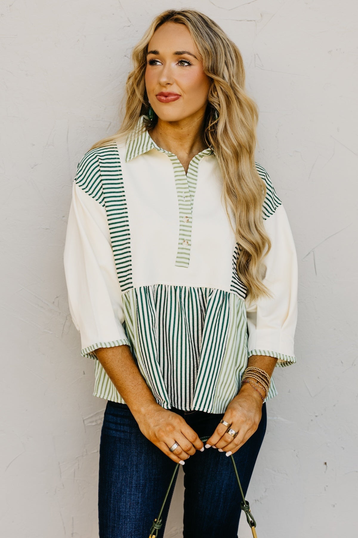 The Sophia Mixed Media Stripe Raglan Top