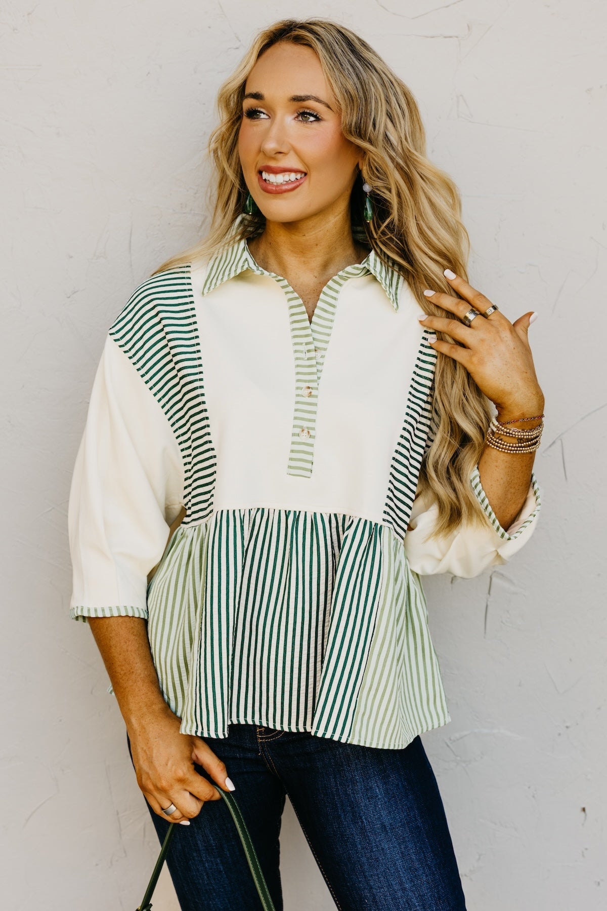 The Sophia Mixed Media Stripe Raglan Top