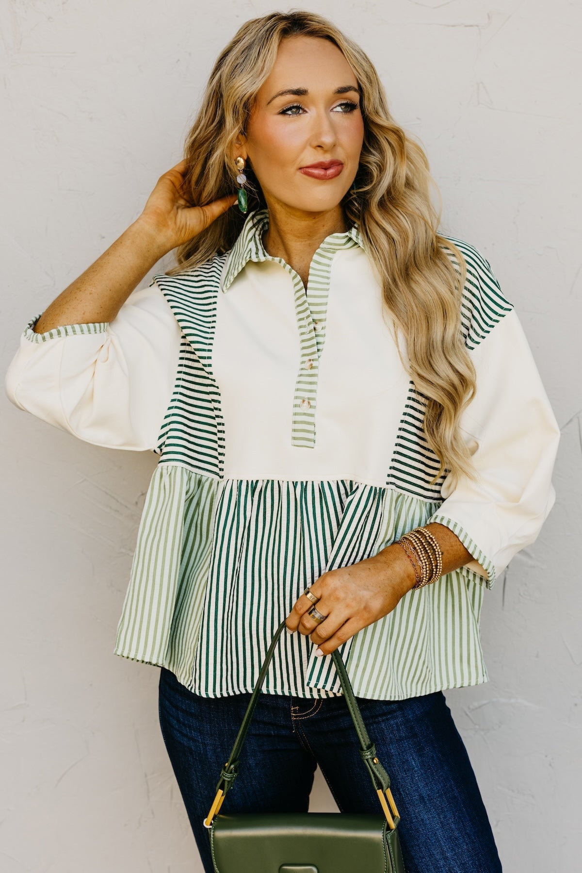 The Sophia Mixed Media Stripe Raglan Top