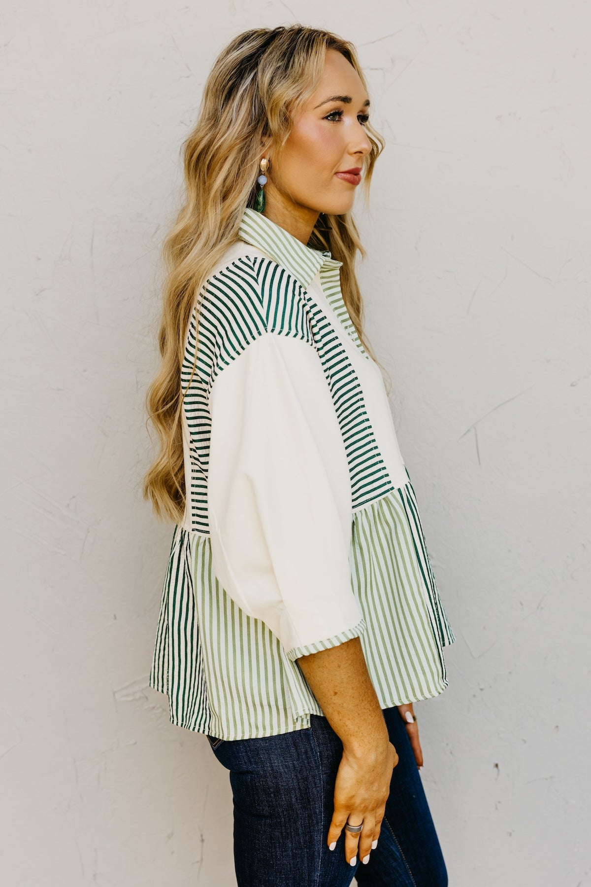 The Sophia Mixed Media Stripe Raglan Top