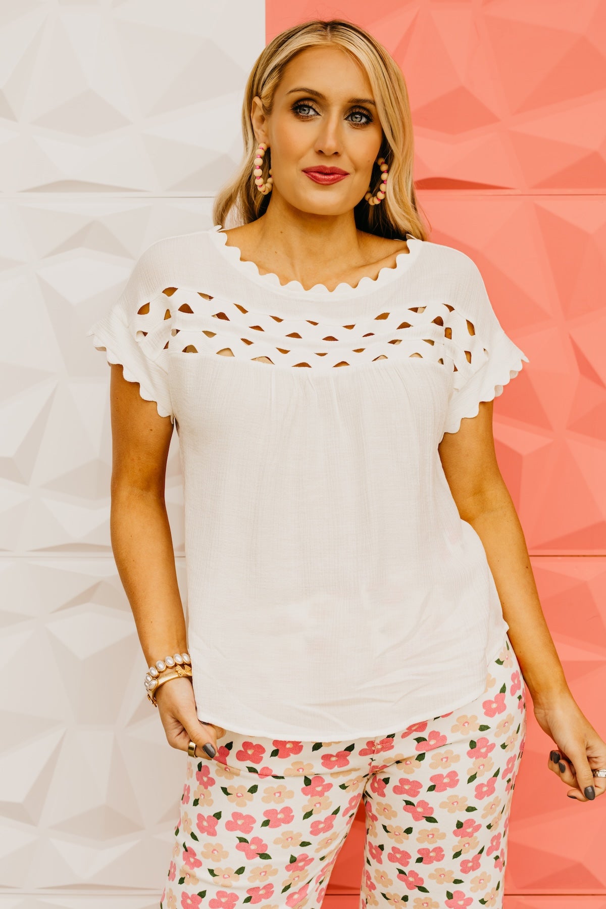 The Ally Scallop Trim Cut-Out Top