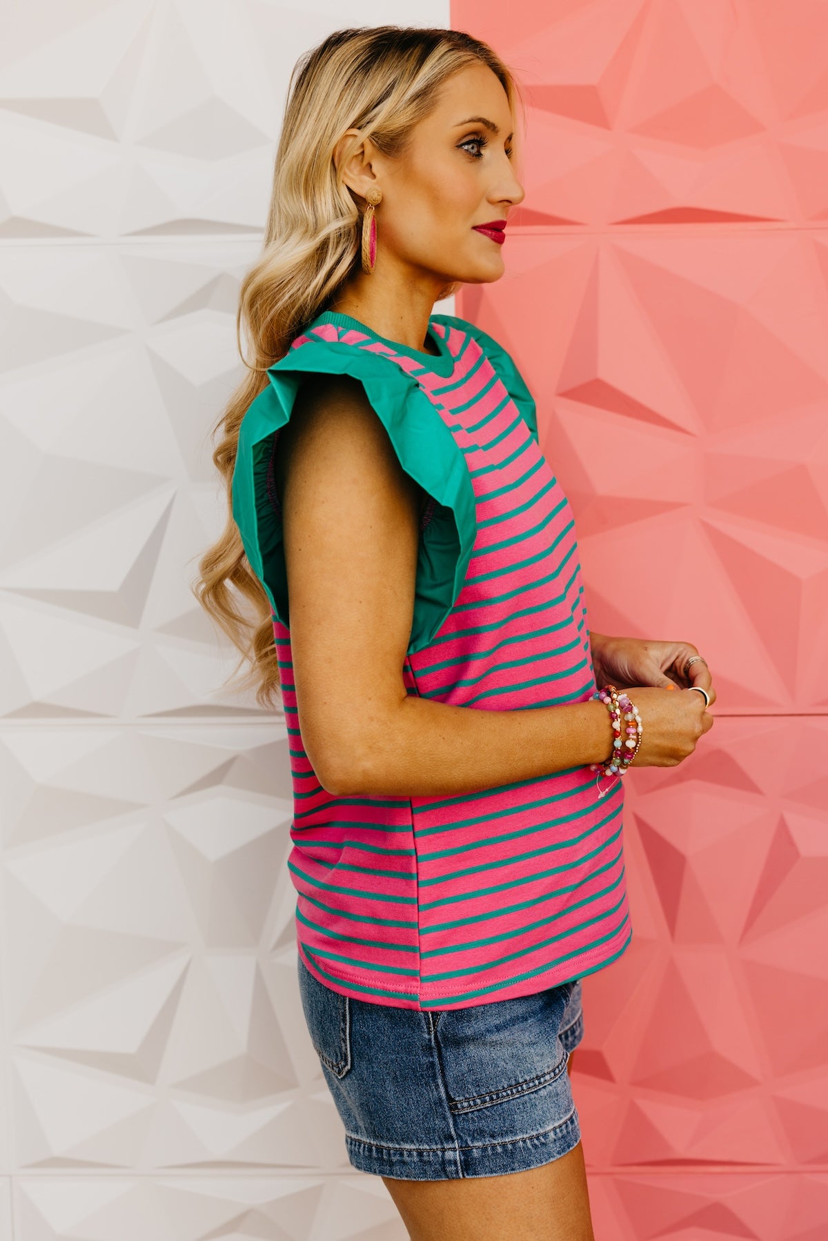 The Diana Ruffle Sleeve Stripe Top
