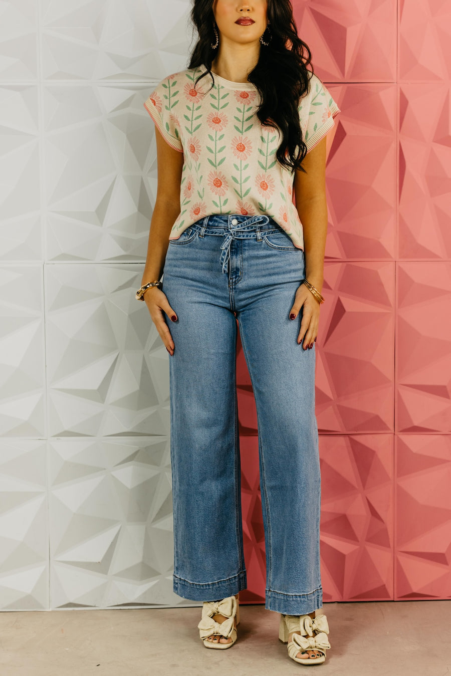 Vervet Denim | Super High Rise Tie Waist Trouser Wide Leg Denim