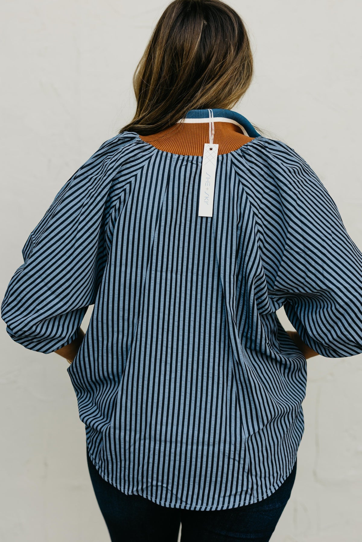 The Kelley Striped Zip Blouse