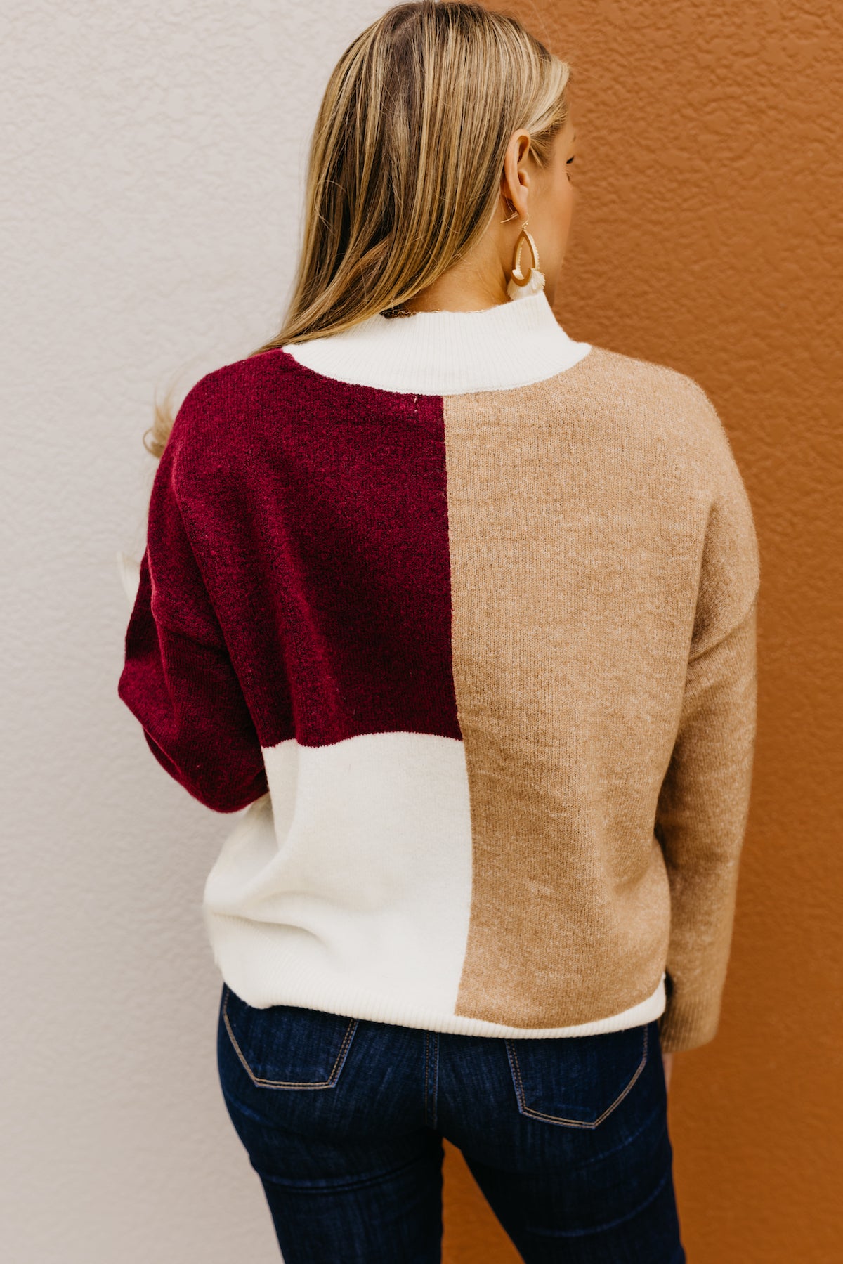 The Jaziel Mock Neck Color Block Sweater  - FINAL SALE