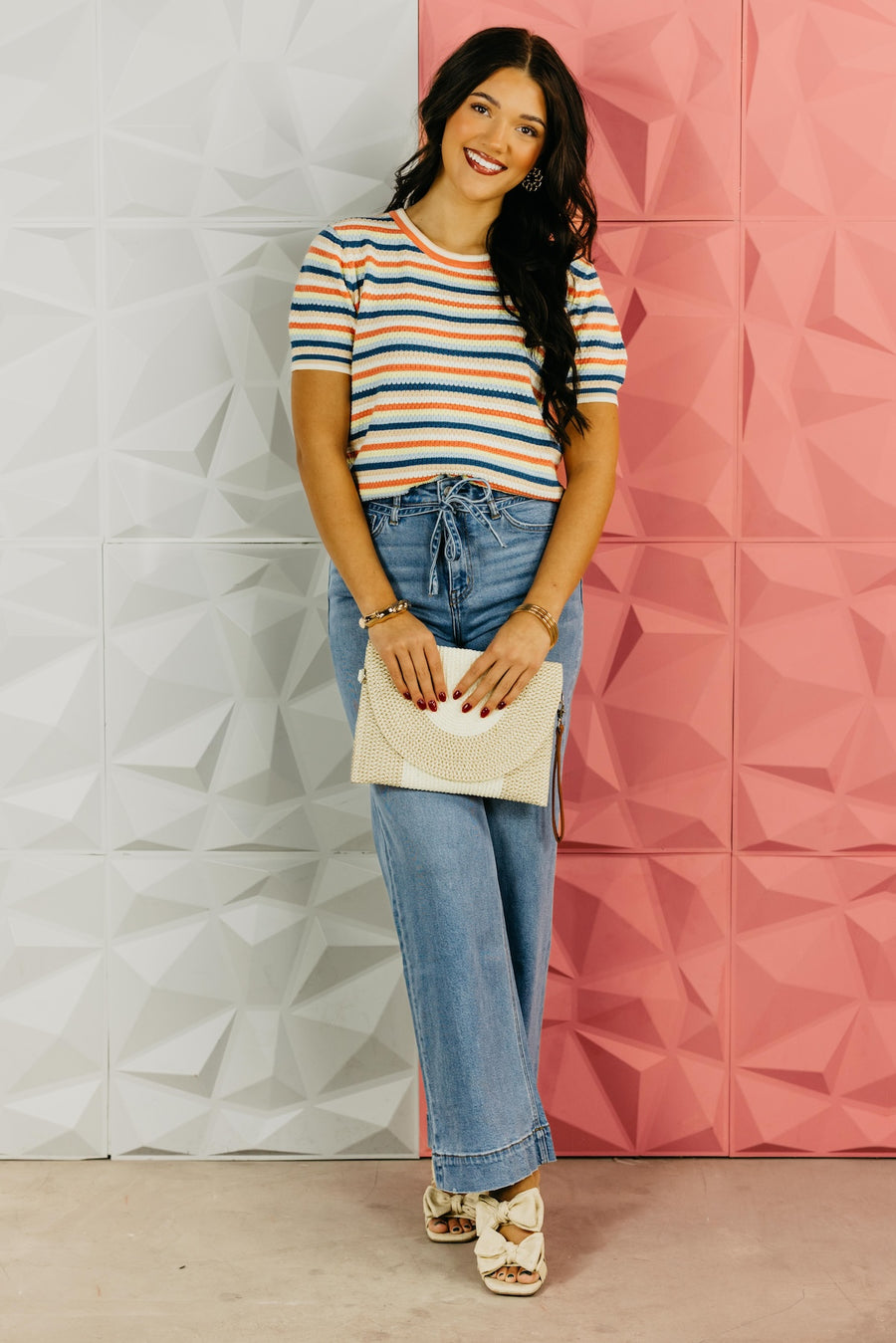 The Alexa Pointelle Sweater Top