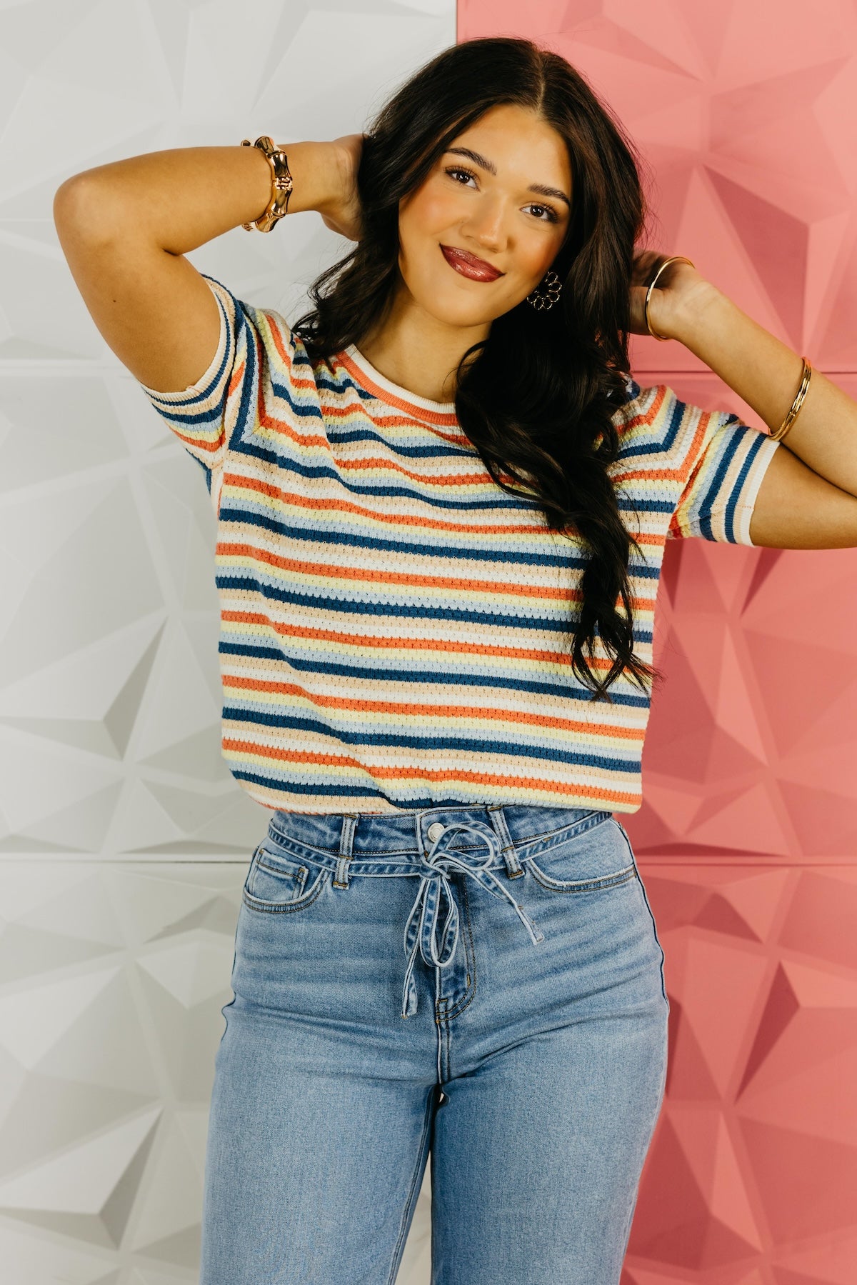 The Alexa Pointelle Sweater Top