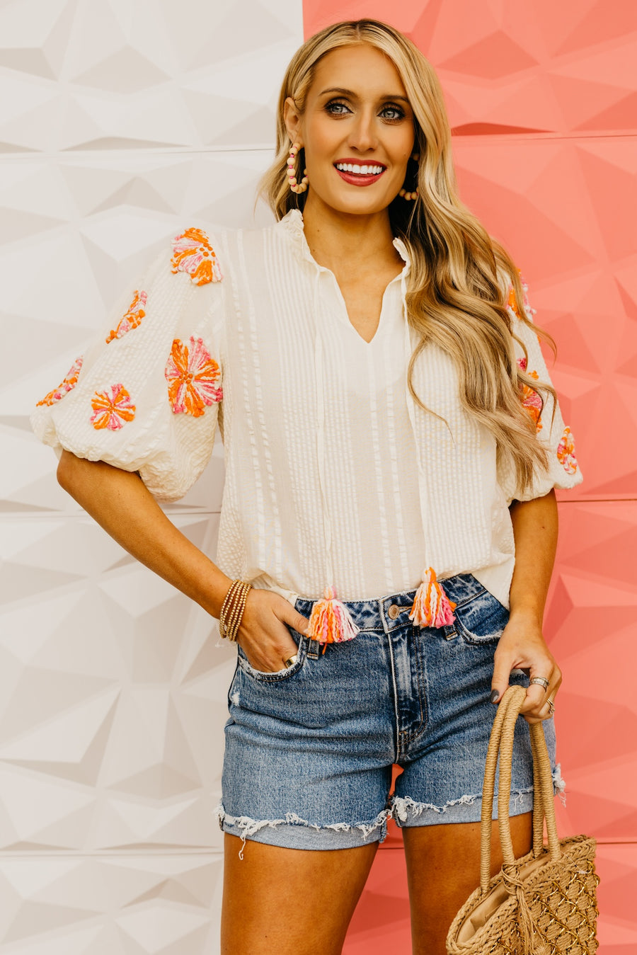 The Paris Embroidered Puff Sleeve Top