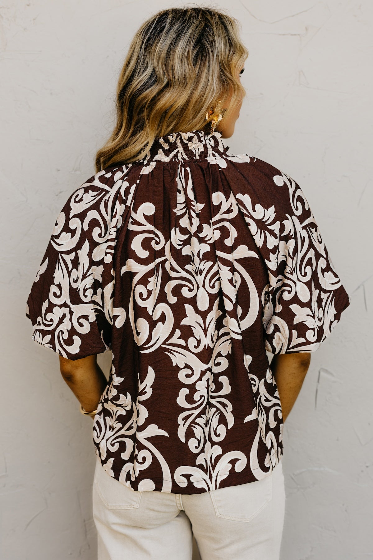 The Zelda Puff Sleeve Felt Contrast Top | MOD Boutique