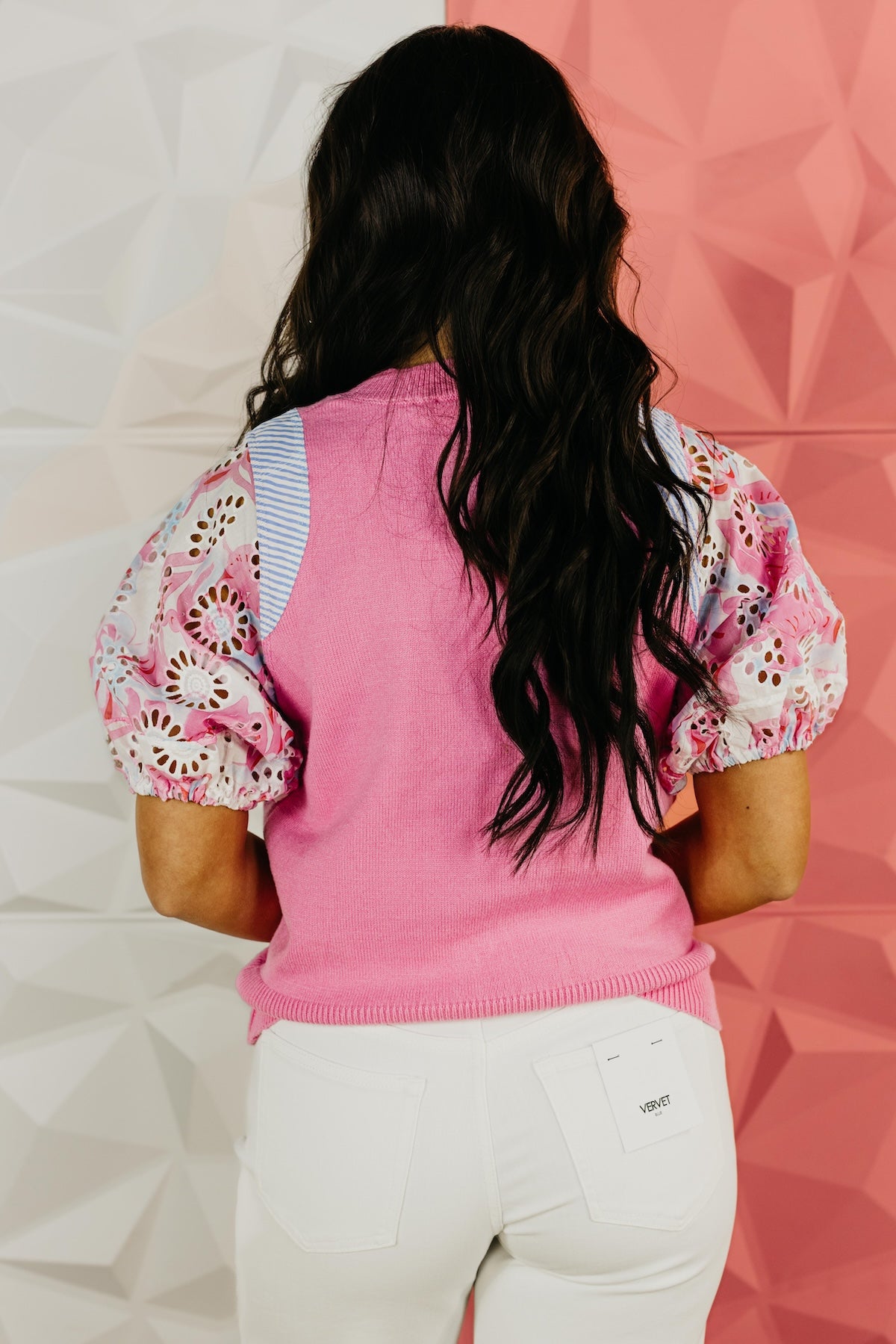 The Chandler Mix Media Eyelet Sweater