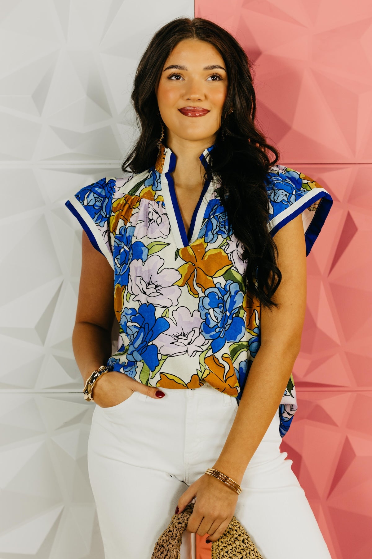 The Addison Floral Smock Neck Top