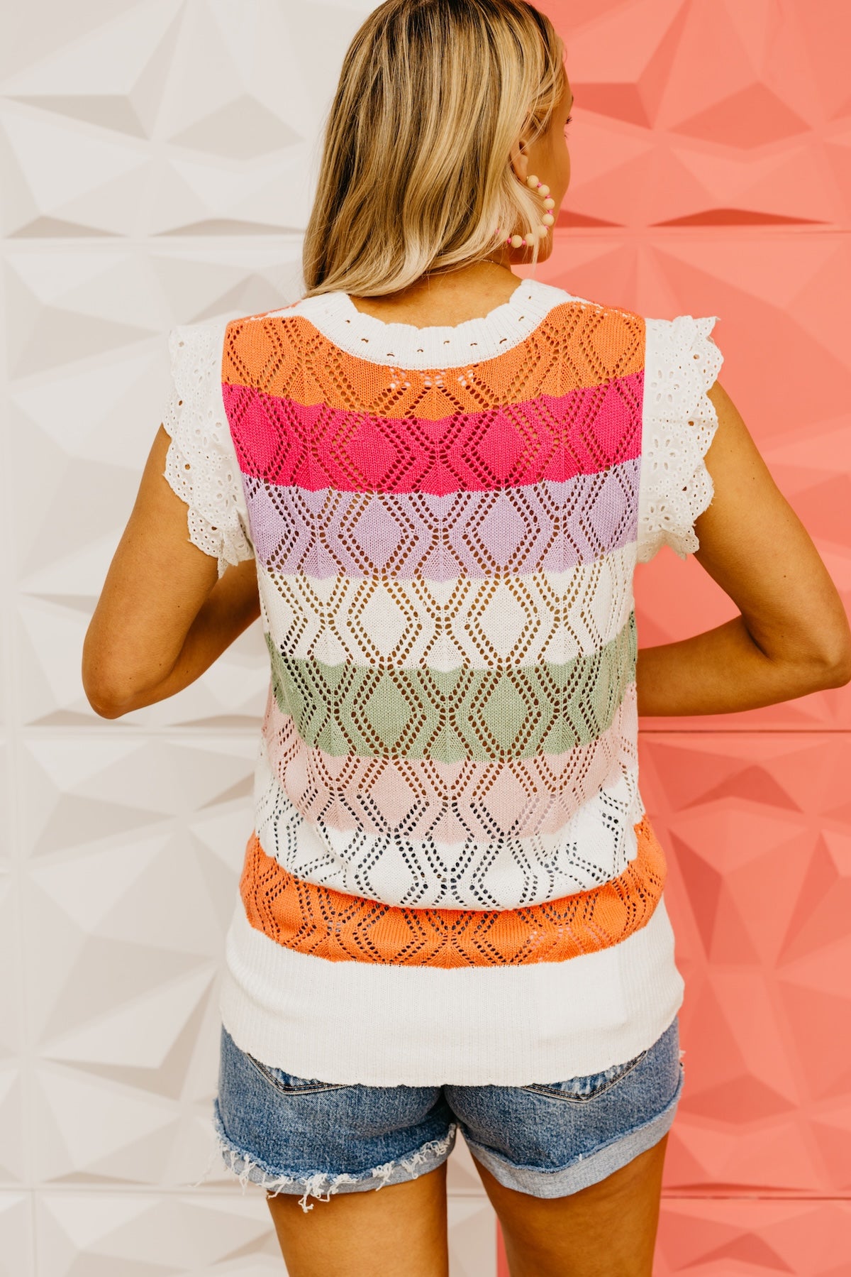 The Baylee Eyelet Trim Sweater Top
