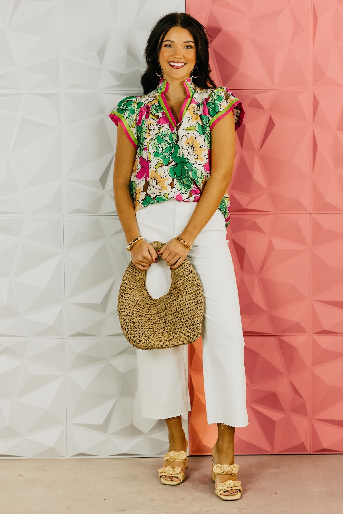 The Addison Floral Smock Neck Top