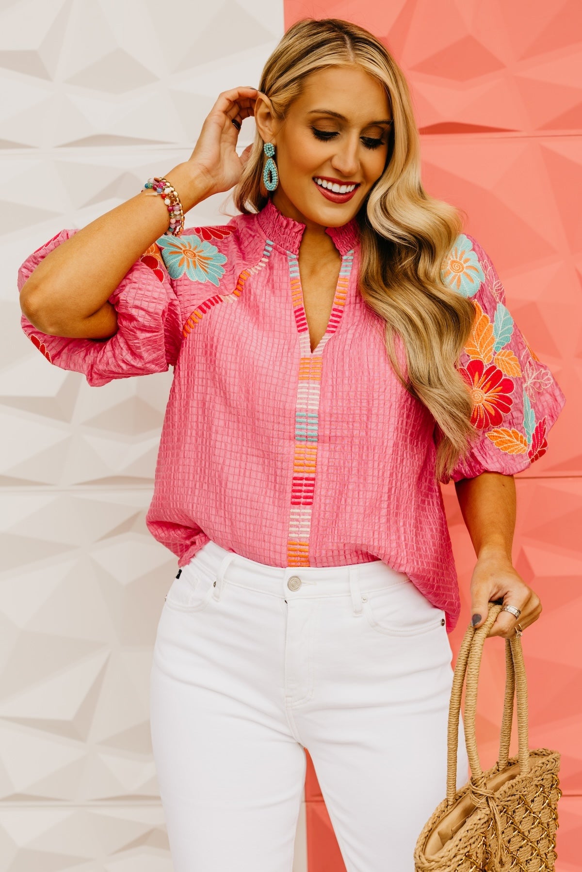 The Karrie Embroidered Puff Sleeve Top