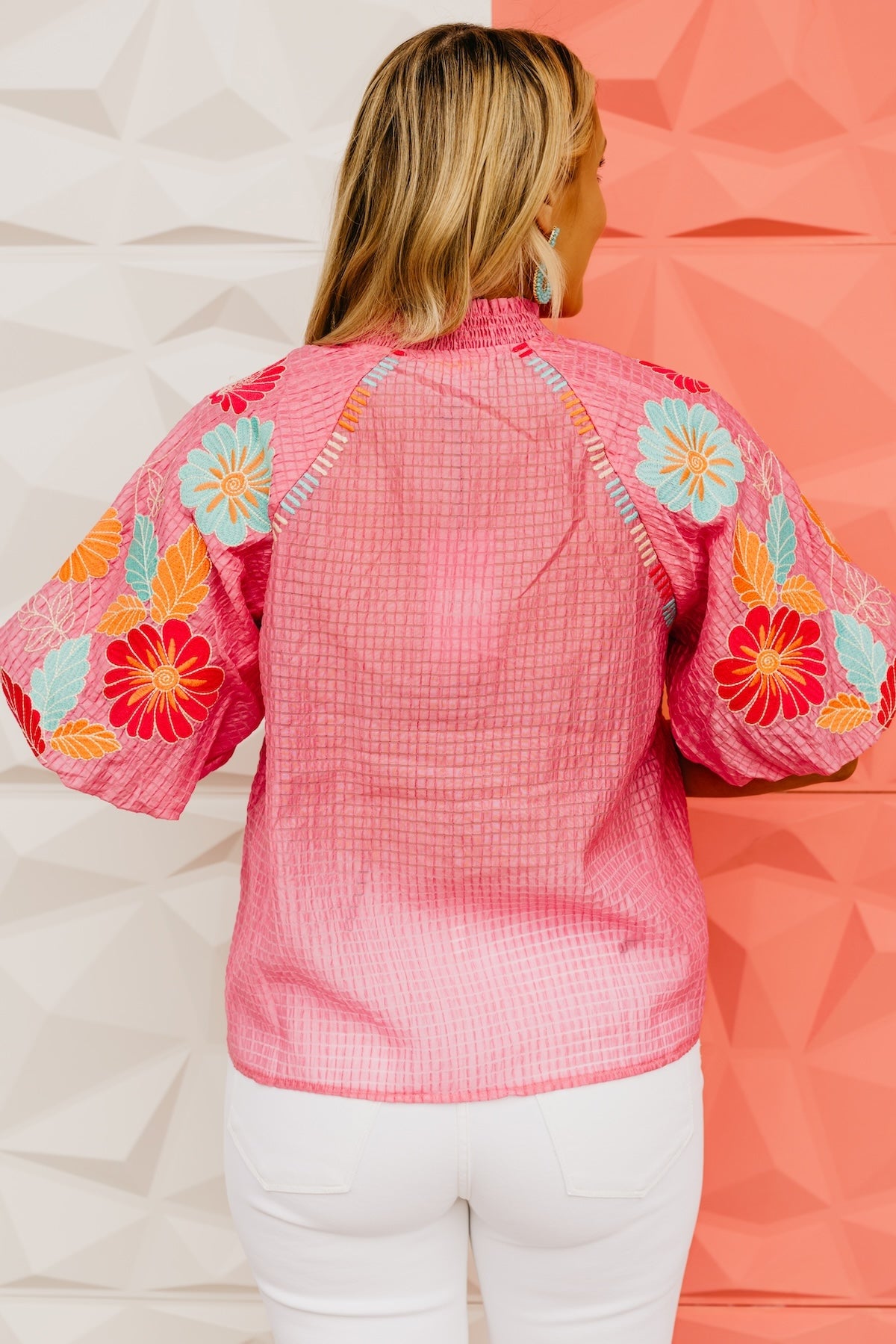 The Karrie Embroidered Puff Sleeve Top