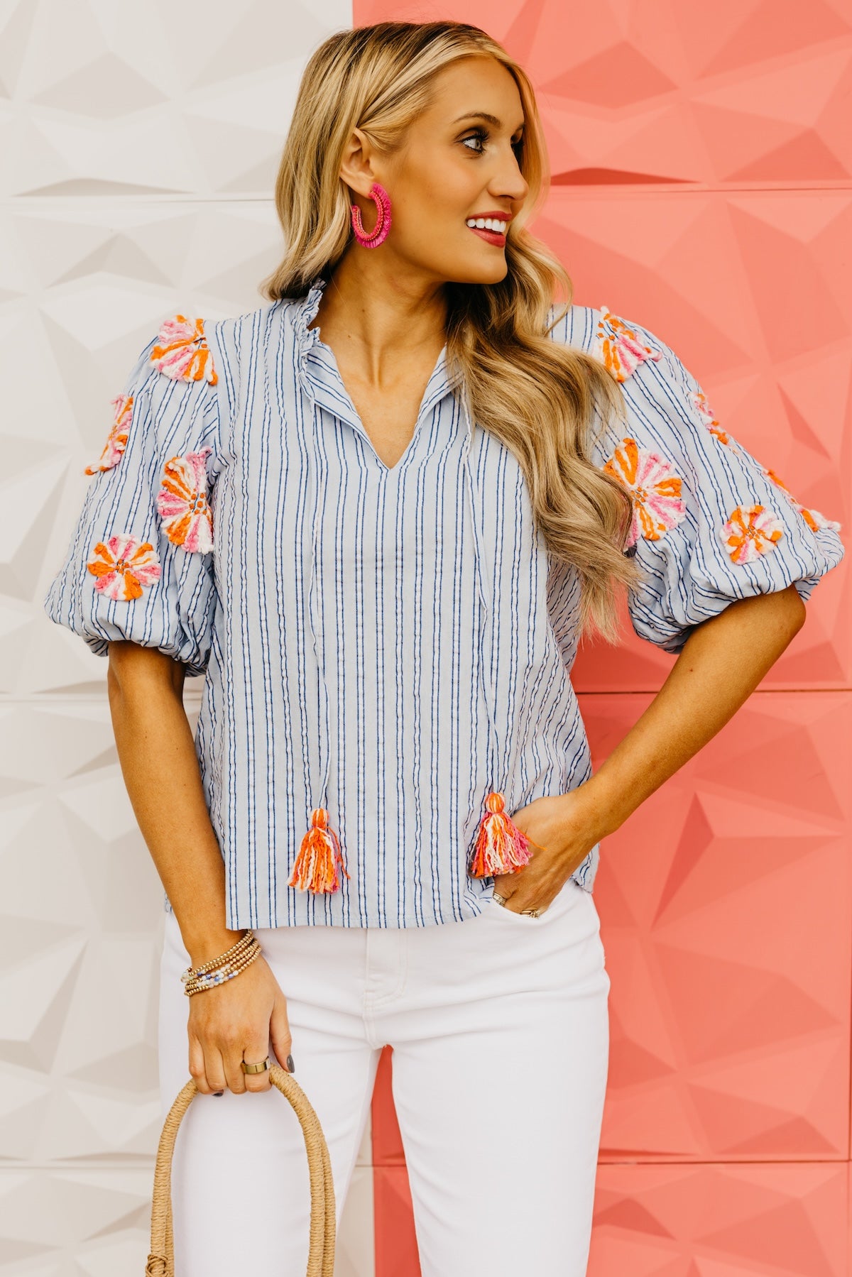 The Paris Embroidered Puff Sleeve Top