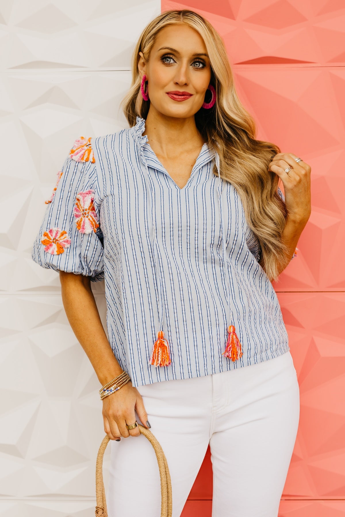 The Paris Embroidered Puff Sleeve Top