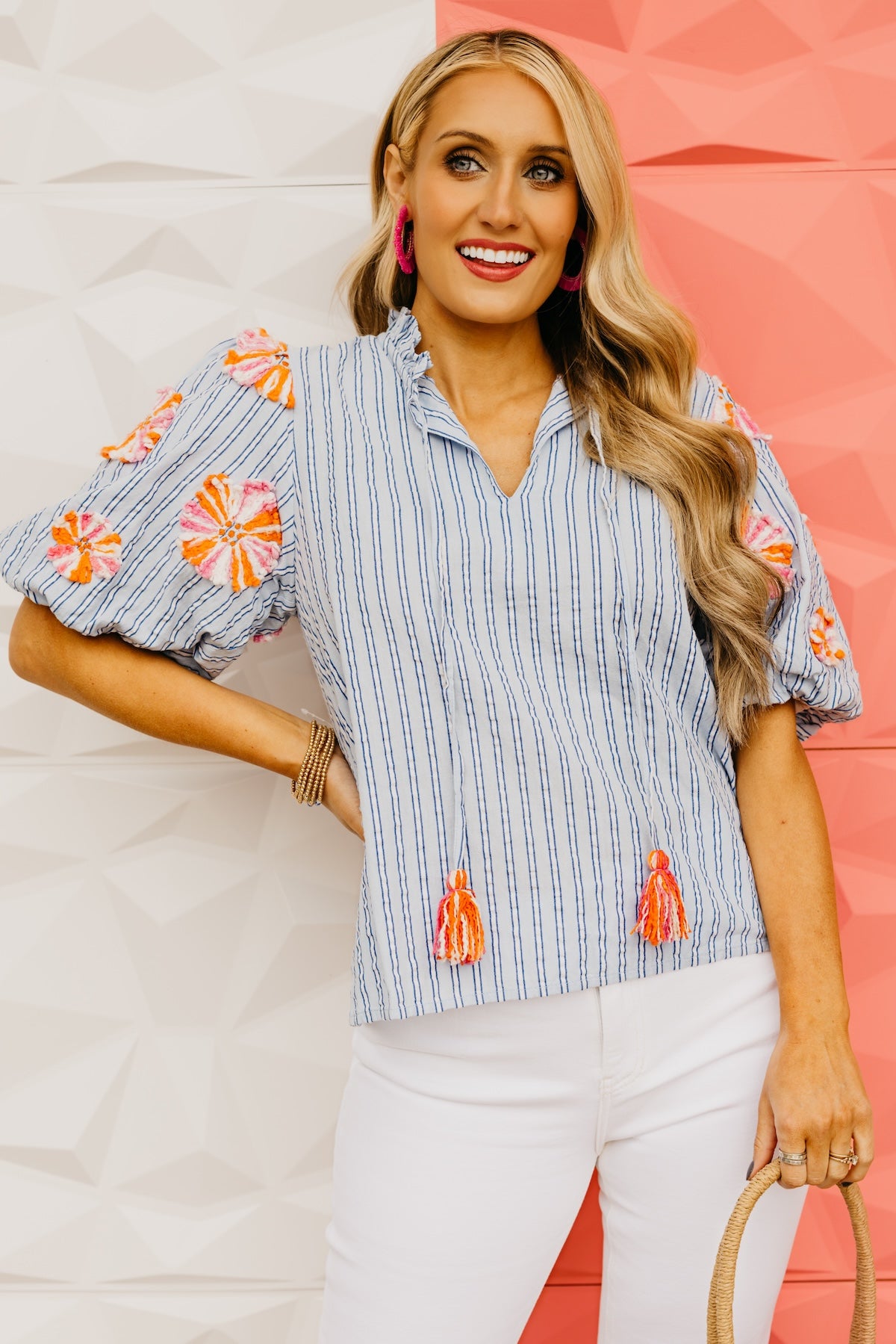 The Paris Embroidered Puff Sleeve Top