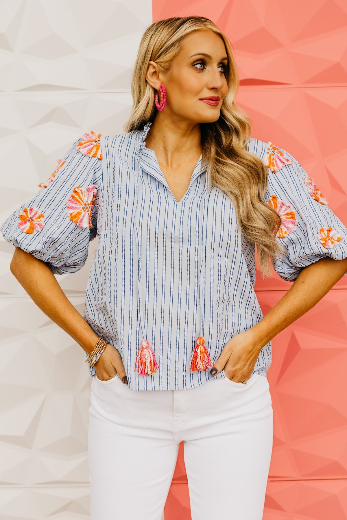 The Paris Embroidered Puff Sleeve Top