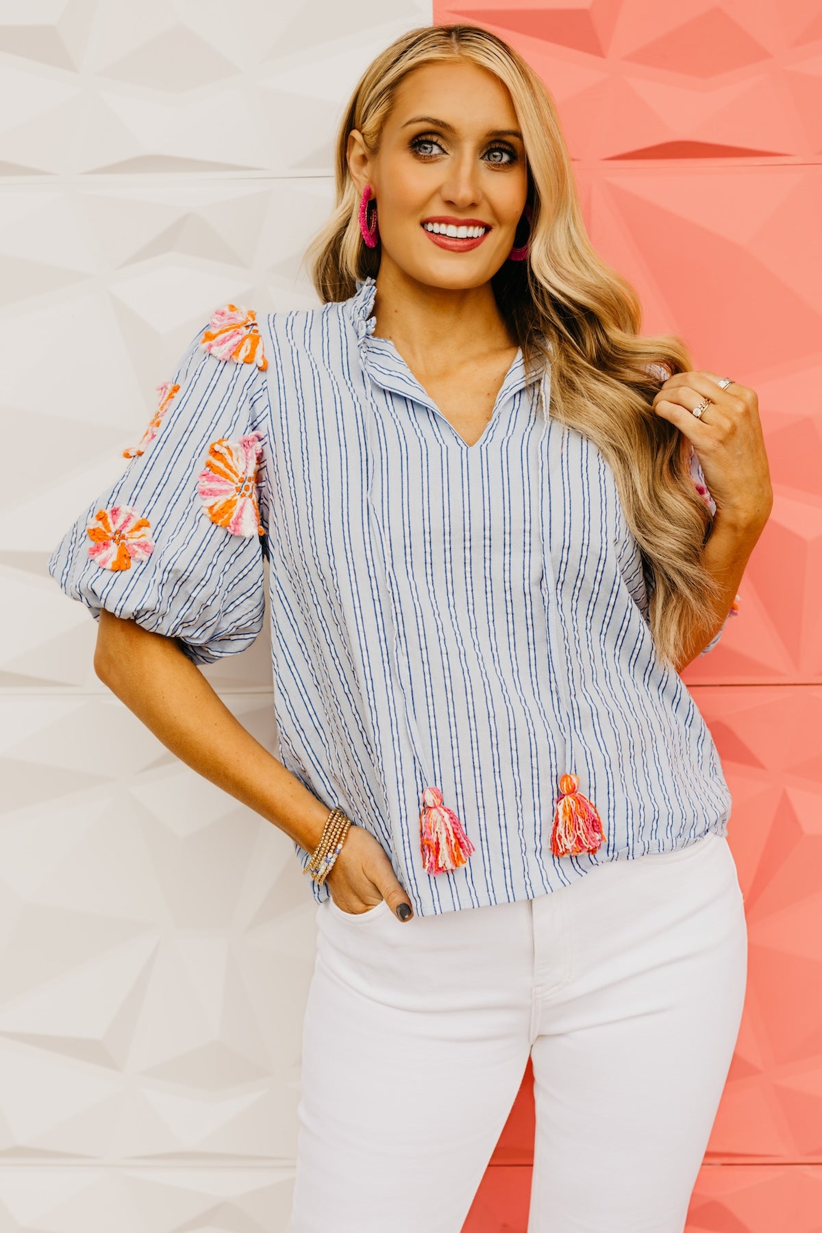 The Paris Embroidered Puff Sleeve Top