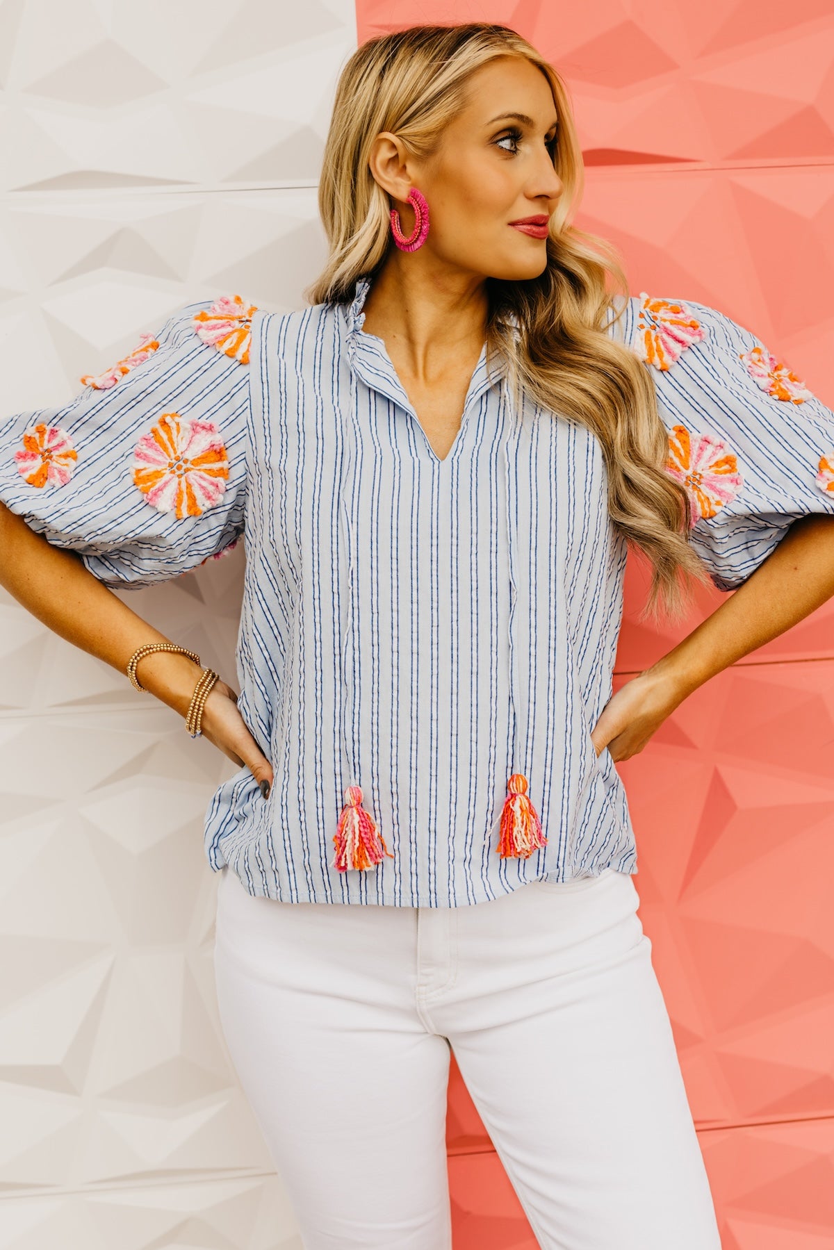 The Paris Embroidered Puff Sleeve Top