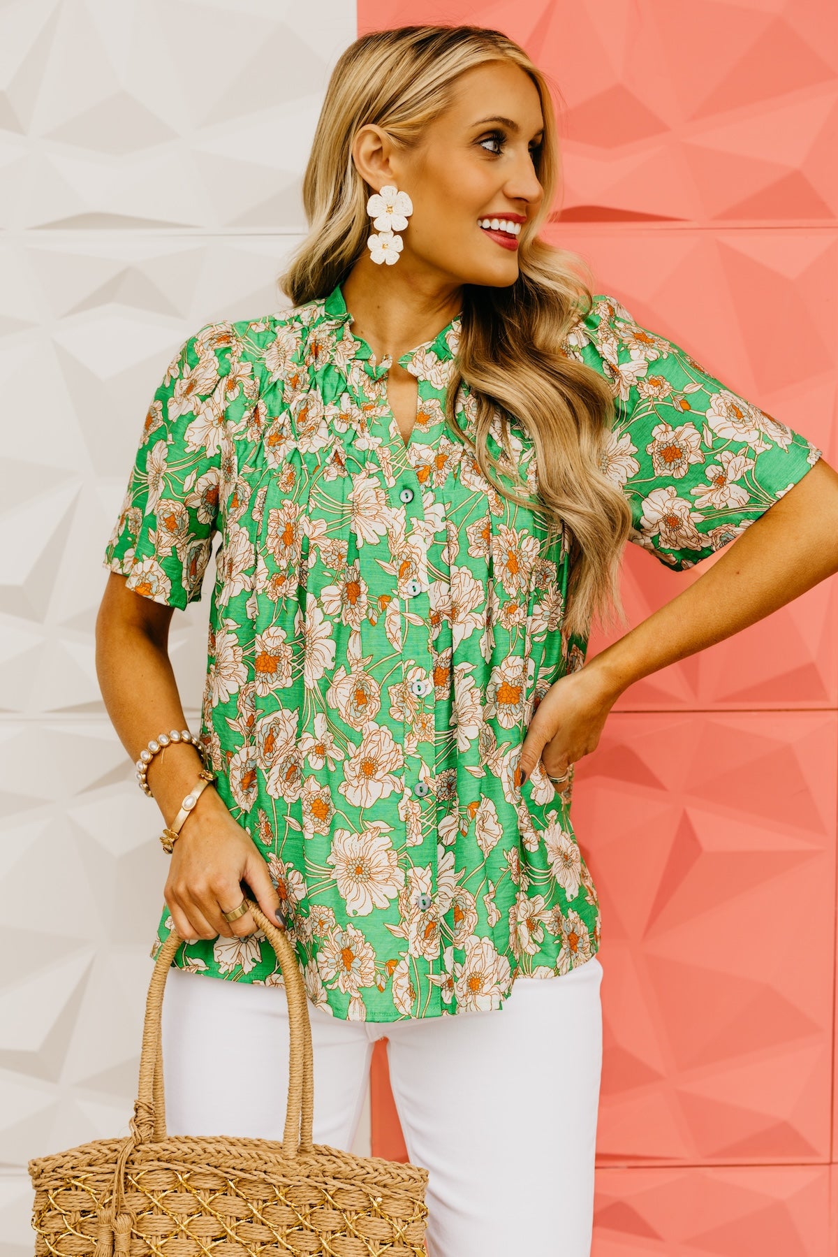 The Paislee Floral Pleated Top