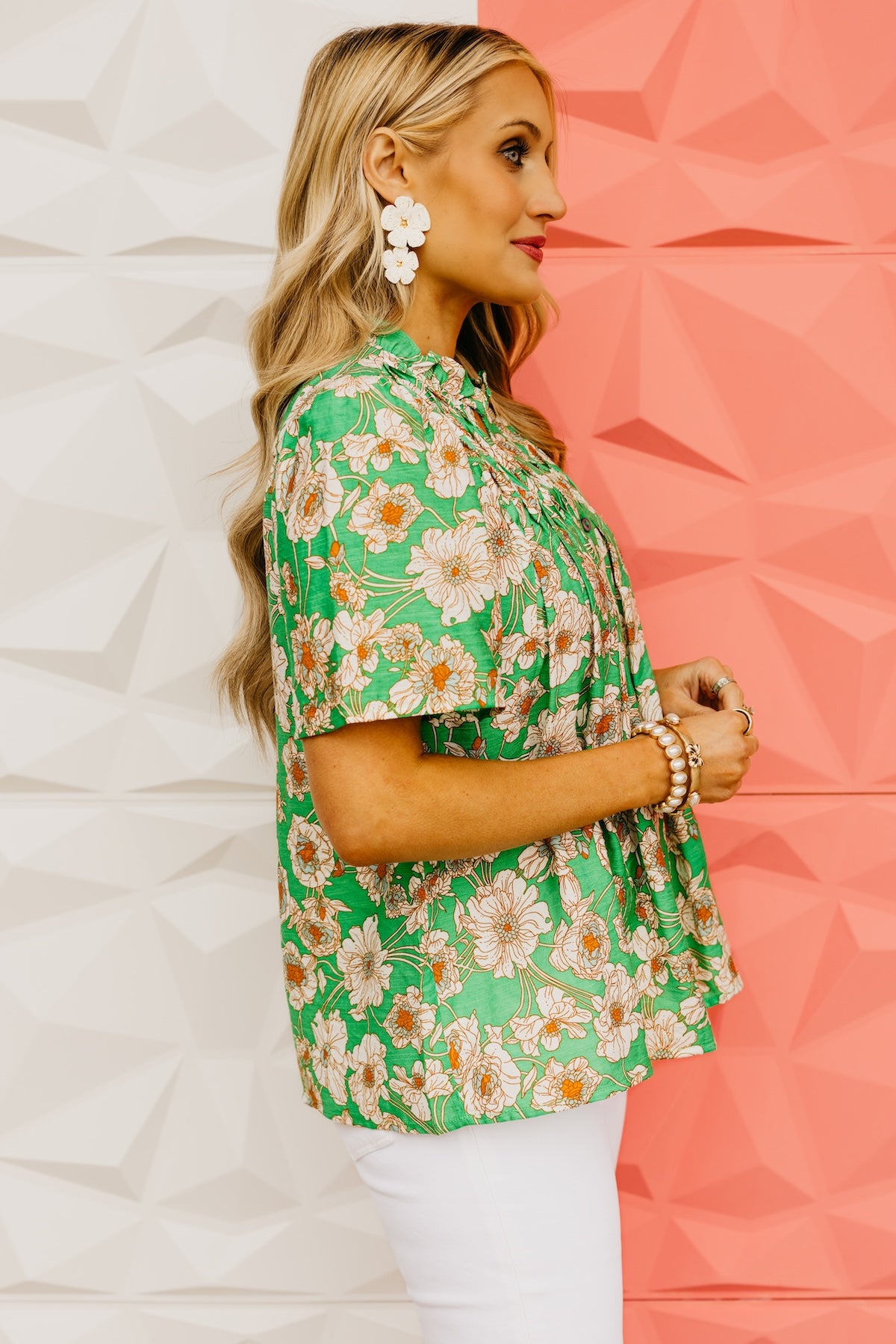 The Paislee Floral Pleated Top