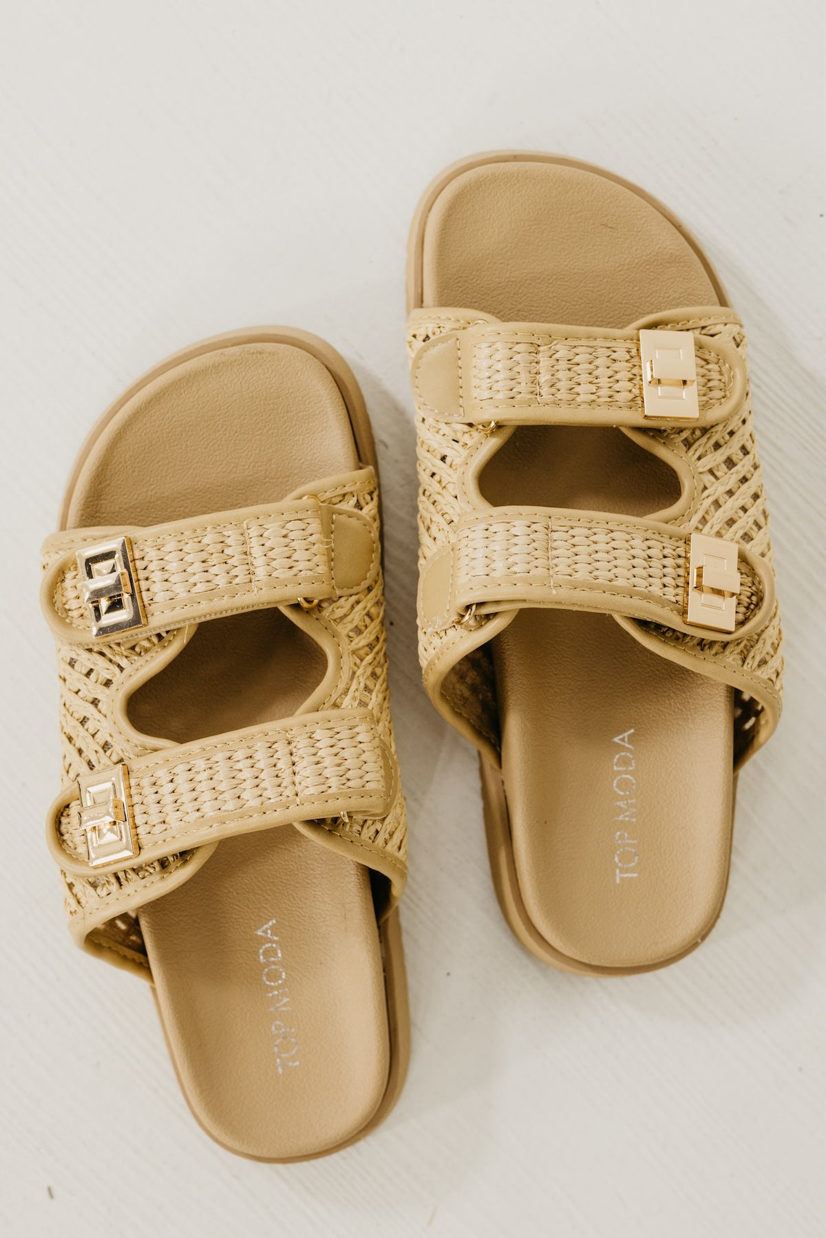 The Lyon Raffia Double Strap Slide | MOD Boutique