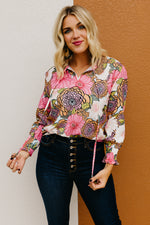 The Paula Floral Peasant Tie Blouse