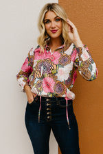 The Paula Floral Peasant Tie Blouse