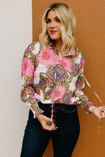 The Paula Floral Peasant Tie Blouse