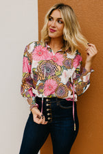 The Paula Floral Peasant Tie Blouse