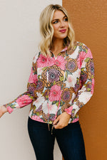 The Paula Floral Peasant Tie Blouse