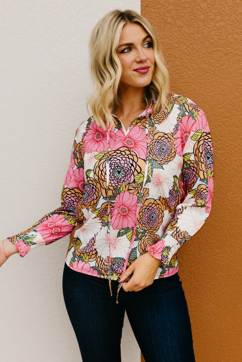 The Paula Floral Peasant Tie Blouse