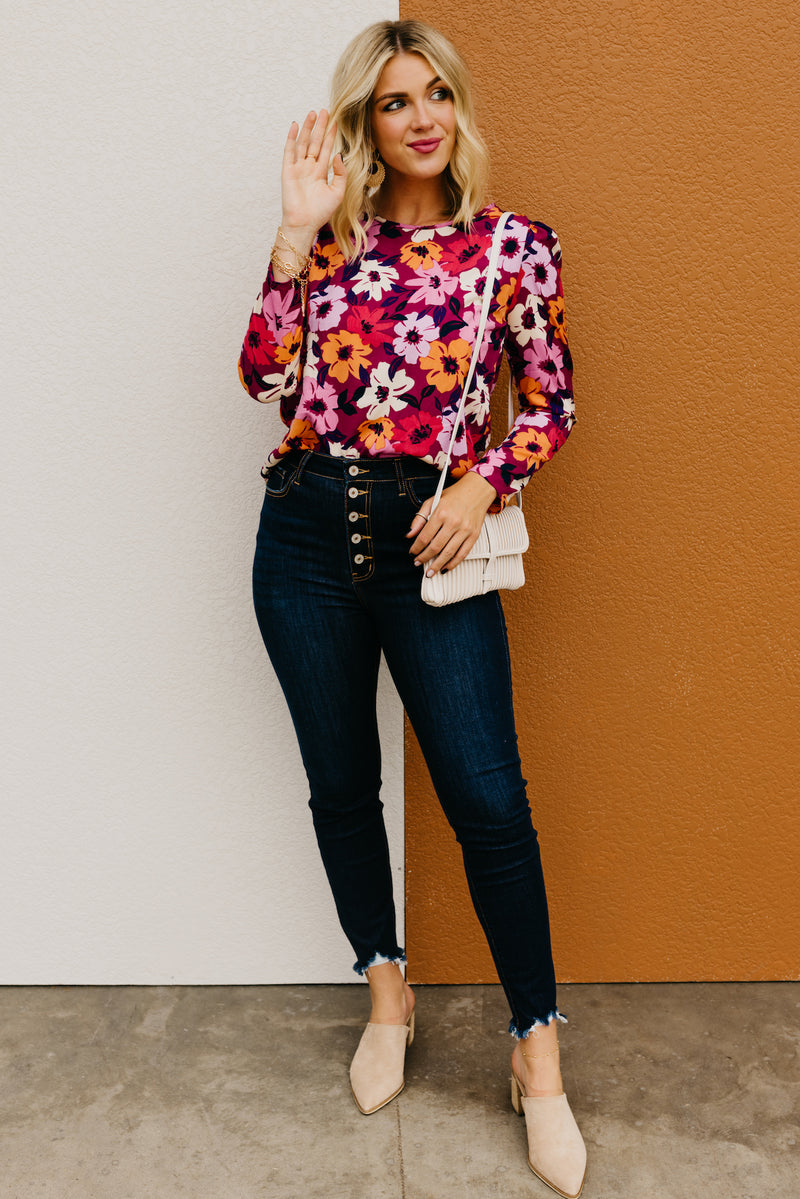The Tori Floral Pleat Shoulder Blouse