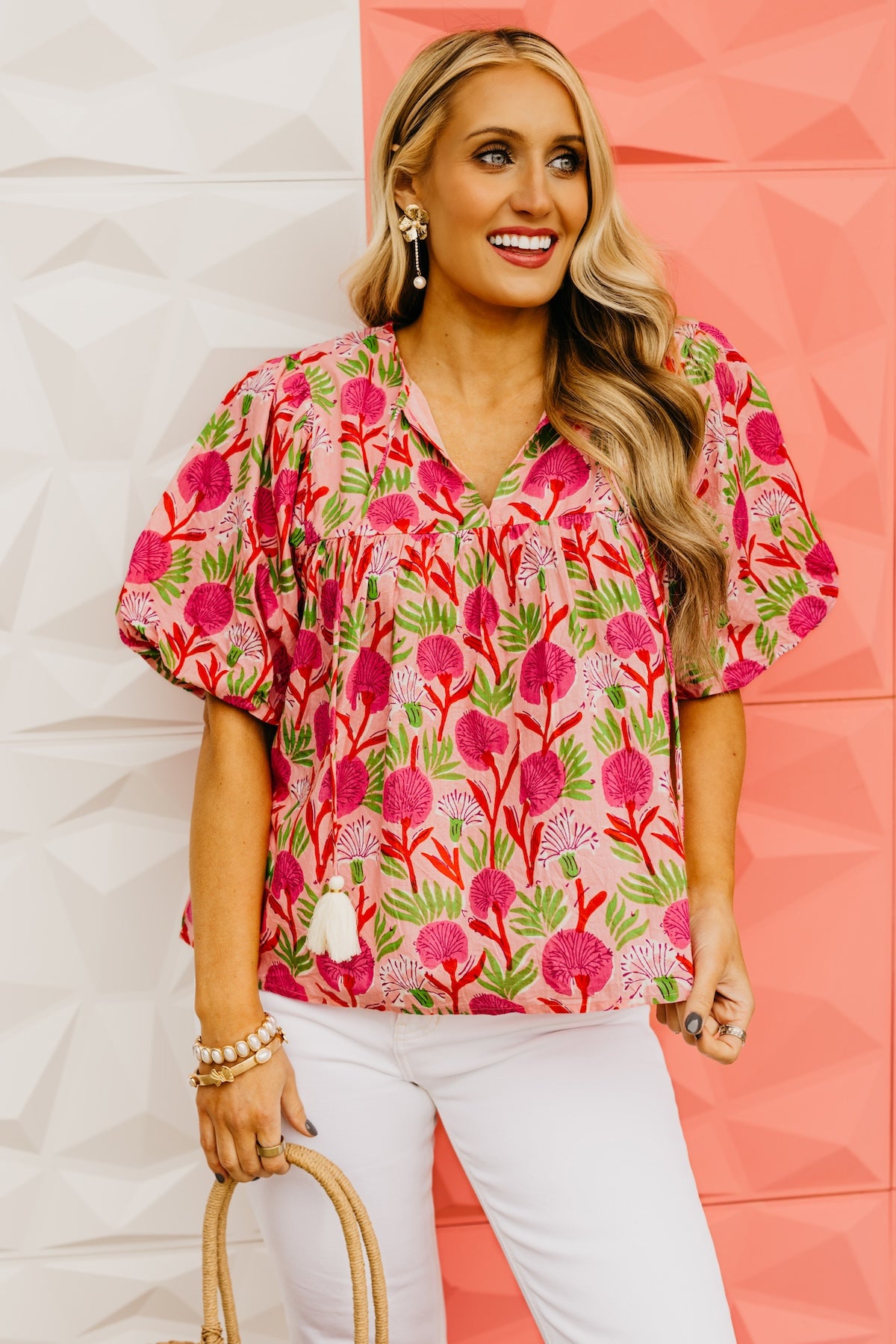 The Rayomond Puff Sleeve Tie Top