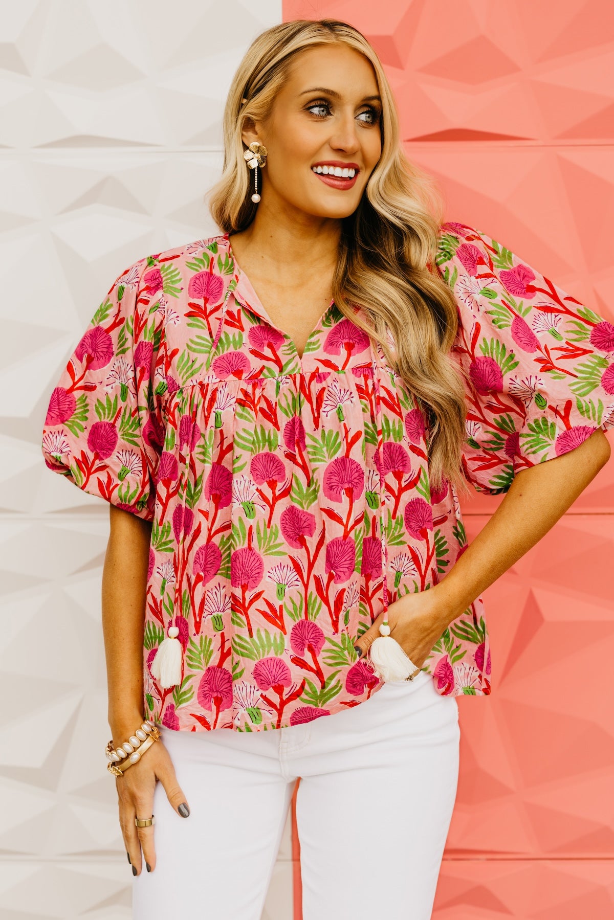 The Rayomond Puff Sleeve Tie Top