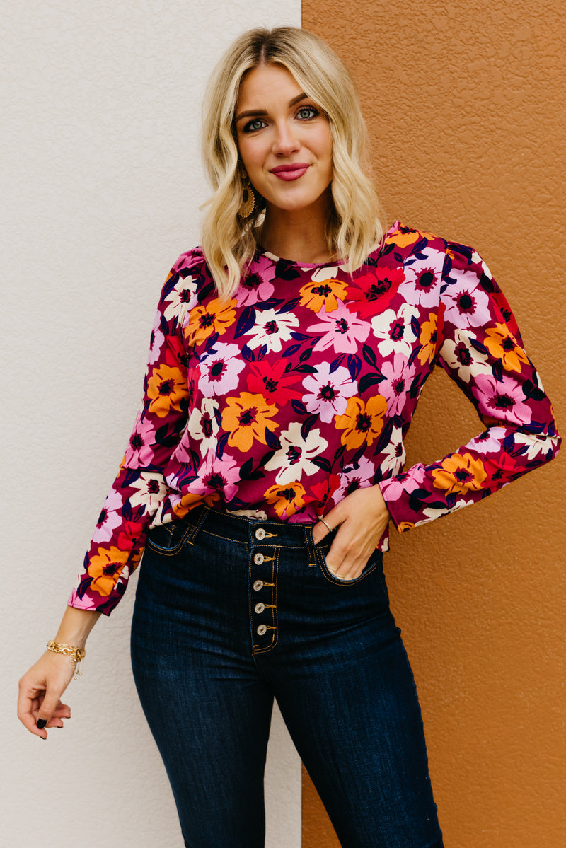 The Tori Floral Pleat Shoulder Blouse