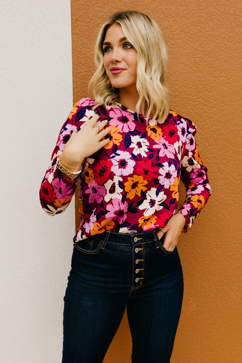 The Tori Floral Pleat Shoulder Blouse