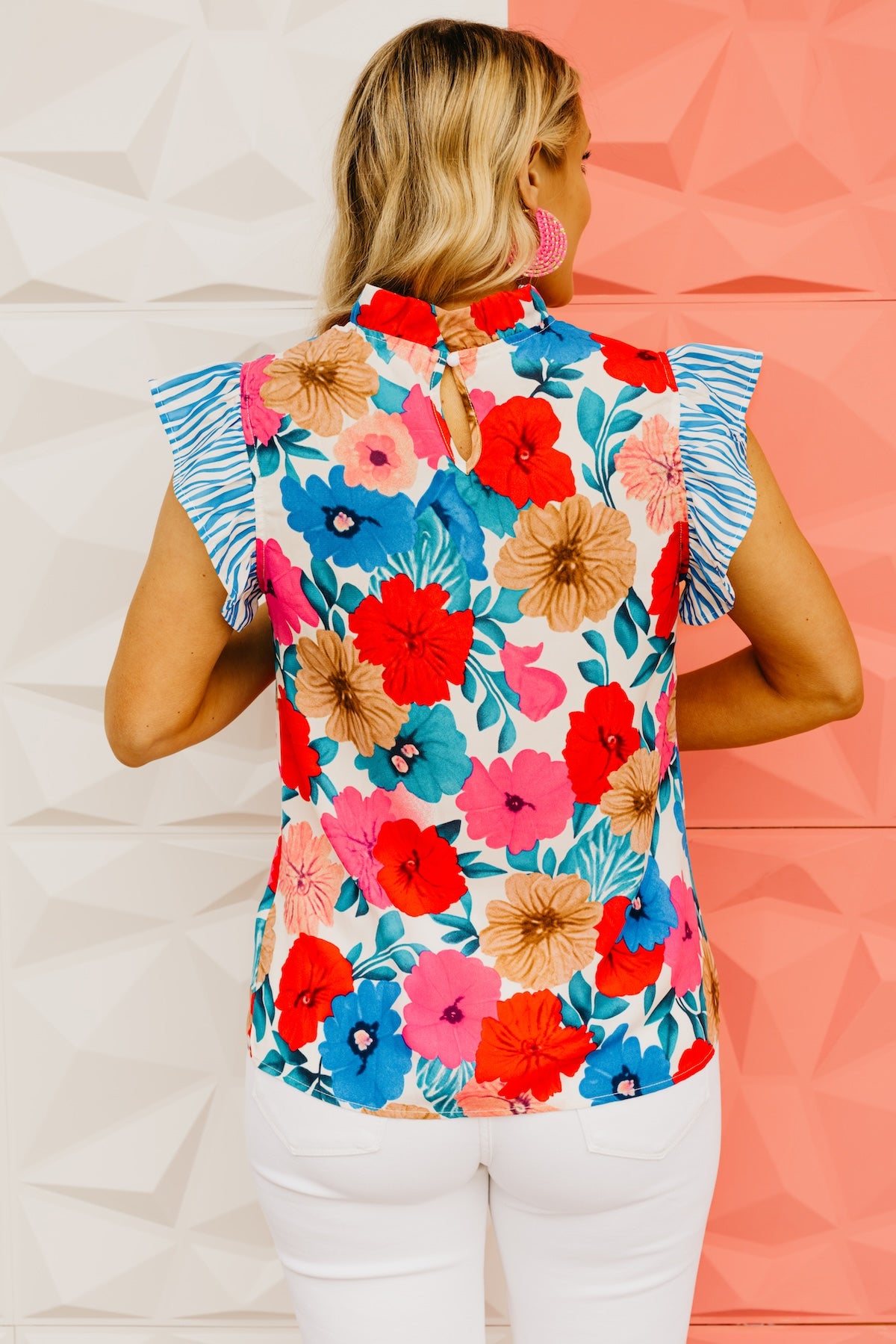 The Adnan Floral Ruffle Sleeve Blouse