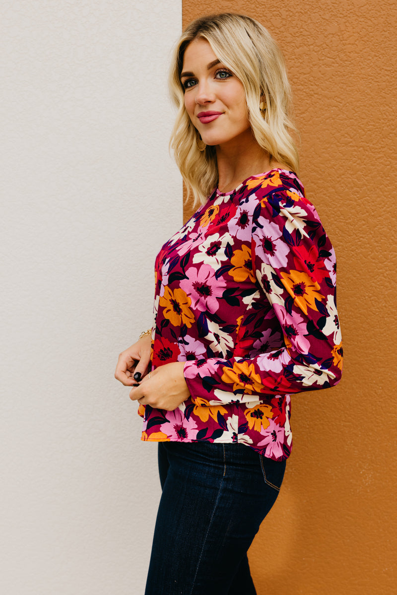 The Tori Floral Pleat Shoulder Blouse