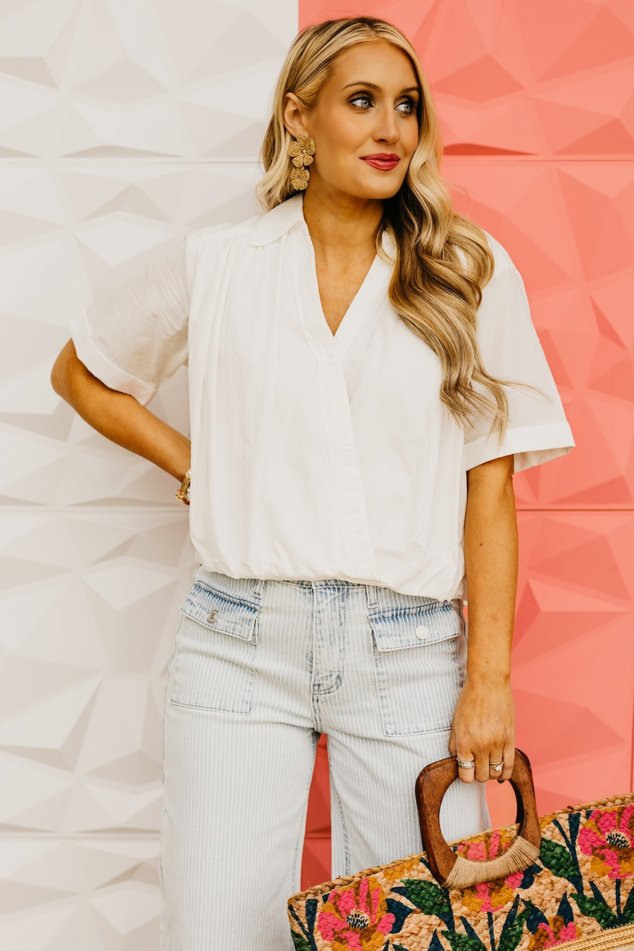 The Jaiden Surplice Ruched Shirt